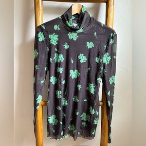 GANNI Roll Neck Sheer Fitted Top Size 42